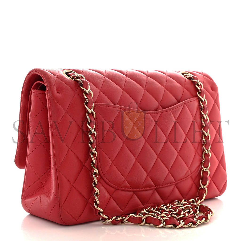 CHANEL LAMBSKIN QUILTED MEDIUM DOUBLE FLAP DARK A01112 (25.5*15*7cm)